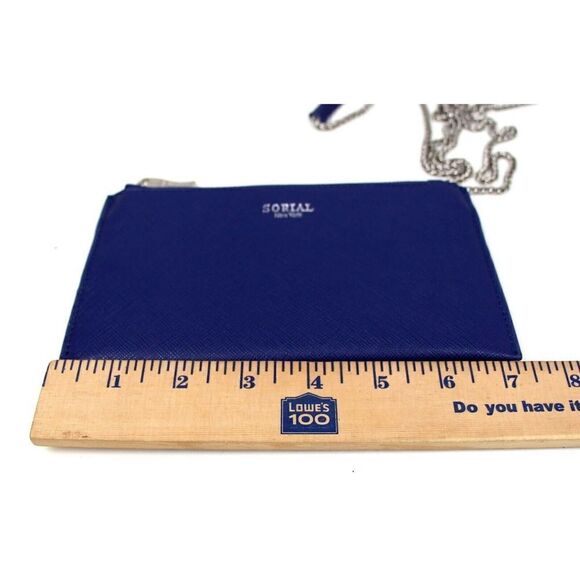 SORIAL BLUE GENUINE LEATHER CHAIN STRAP X-BODY CLUTCH SHOULDER BAG HANDBAG PURSE - Picture 8 of 9